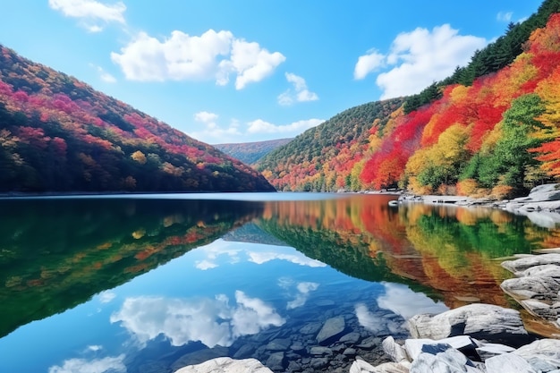 Autumn Reflections on a Calm Lake