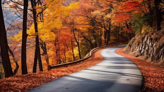 Foto un paesaggio stradale d'autunno