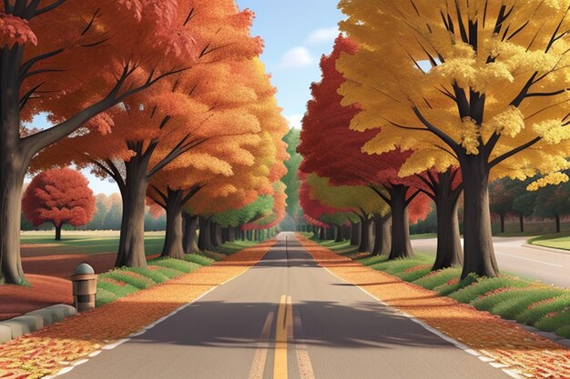 Autumn roadcreated with generative ai technology