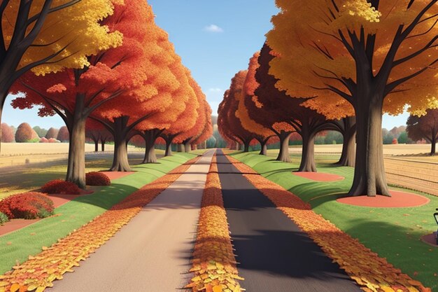 Autumn roadcreated with generative ai technology