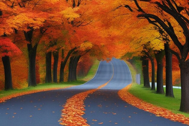 Autumn roadcreated with generative ai technology