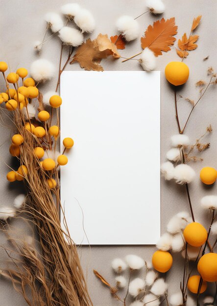 Photo autumn romantic minimal style mockup vintage blank paper card