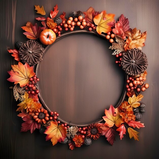 Autumn round frame decorated thanksgiving