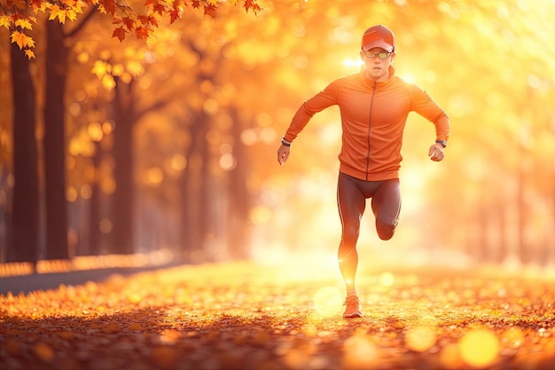 Autumn running man concept ai generative