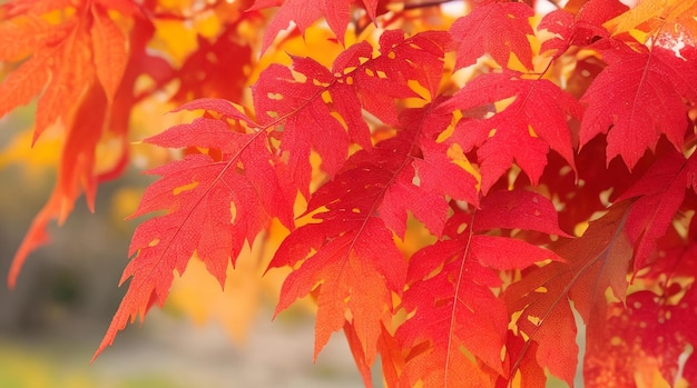 Autumn's Blaze Bright Red and Orange Colors of Sumac Branches in Fall Splendor