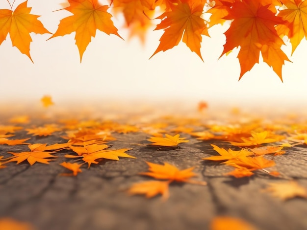 Autumn's embrace a captivating drawing of orange maple leaves on the ground