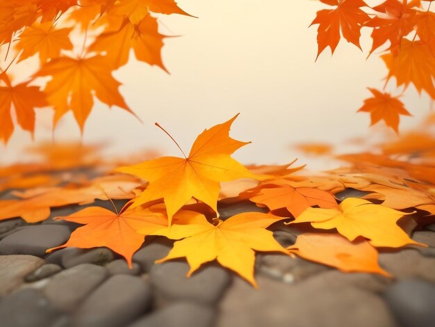 Autumn's embrace a captivating drawing of orange maple leaves on the ground