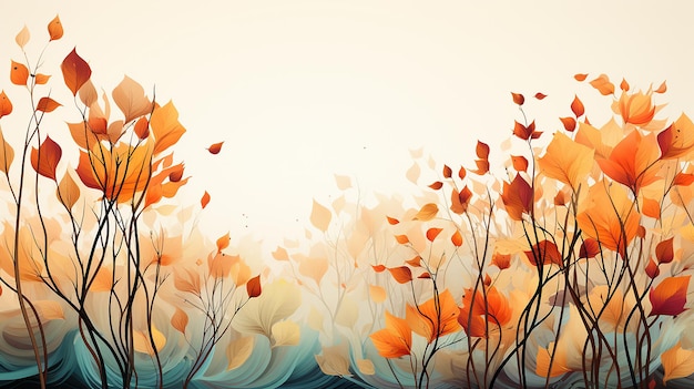 Autumn's Grace Leaves Enveloping the Edges of the Background