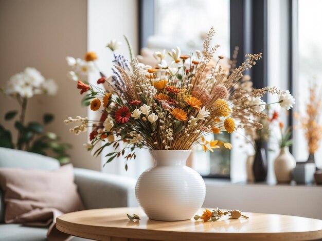 Autumn's Tapestry Dried Flower Arrangement in Striking Stock Photo