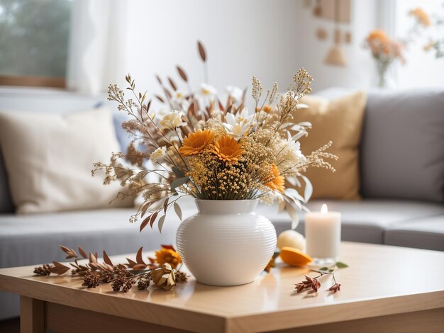 Autumn's Tapestry Dried Flower Arrangement in Striking Stock Photo