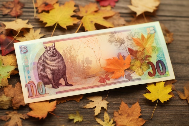 秋の宝物 カナダのカエデの葉が描かれた 1997 年の 100 ルーブル紙幣