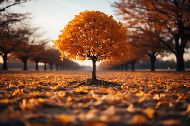 Autumn's Whispers Tree of Life Represented by a Mesmerizing Autumn Tree Generative AI
