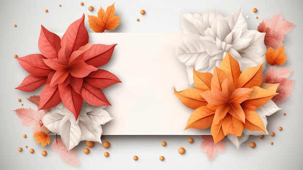 Autumn sale banner with 3d leaves flowers and dotted generative ai