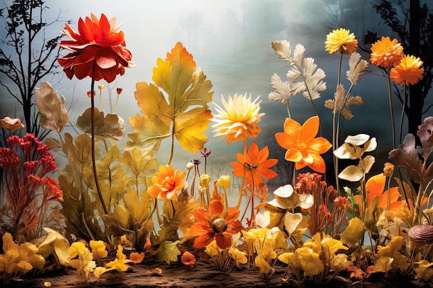 Autumn scene in captivating colors cozy atmosphere autumn background template o banner