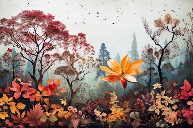 Autumn scene in captivating colors cozy atmosphere autumn background template o banner