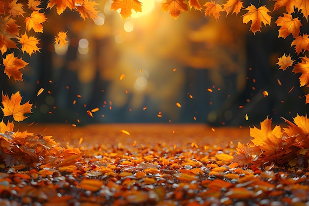 Autumn Scene With Falling Leaves