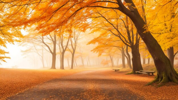 写真 公園の秋の風景の小道