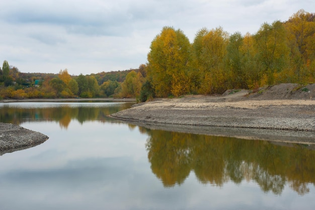 Autumn scenic landscape on the banks of the Volga