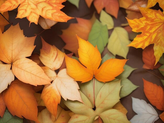 Photo autumn seamless pattern with different leaves and acorns