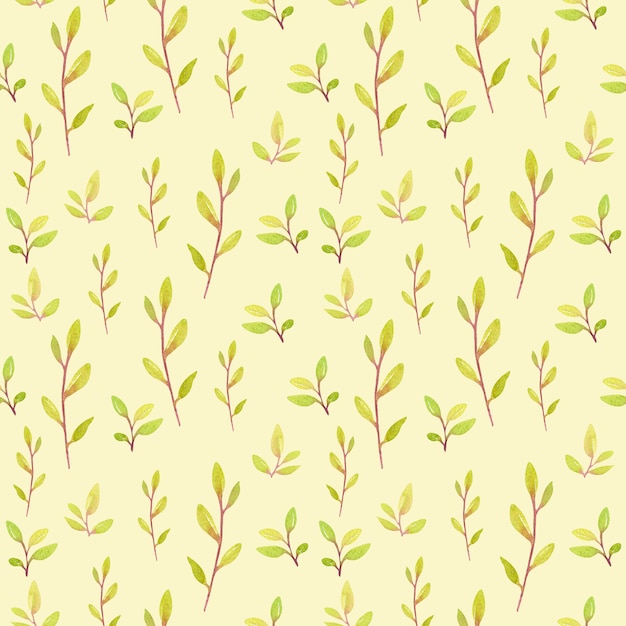 An autumn seamless pattern with watercolor plants.