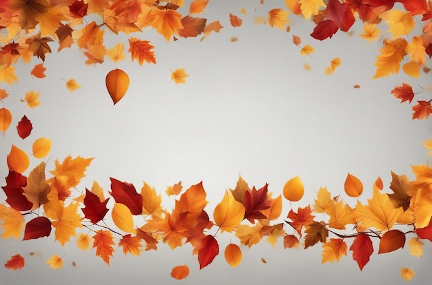 떨어지는 가을 황금으로 만든 긴 가로 테두리가 있는 가을 원활한 투명 배경