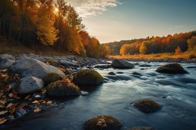 autumn season along the river