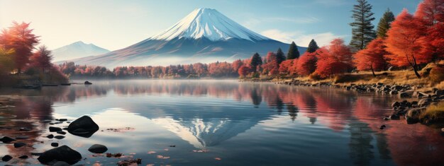 写真 秋の季節と富士山