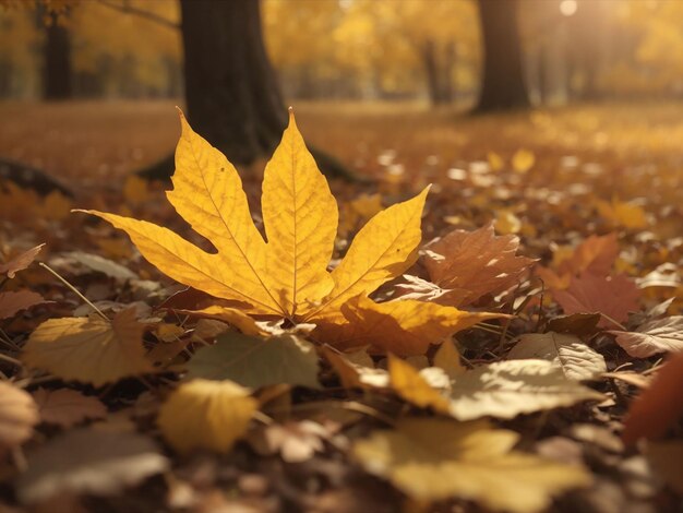 Autumn season leafs plant scene generative ai