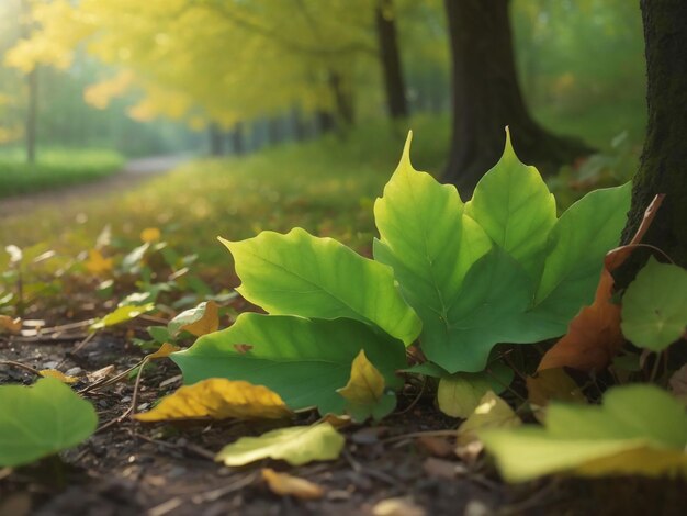 Autumn season leafs plant scene generative ai