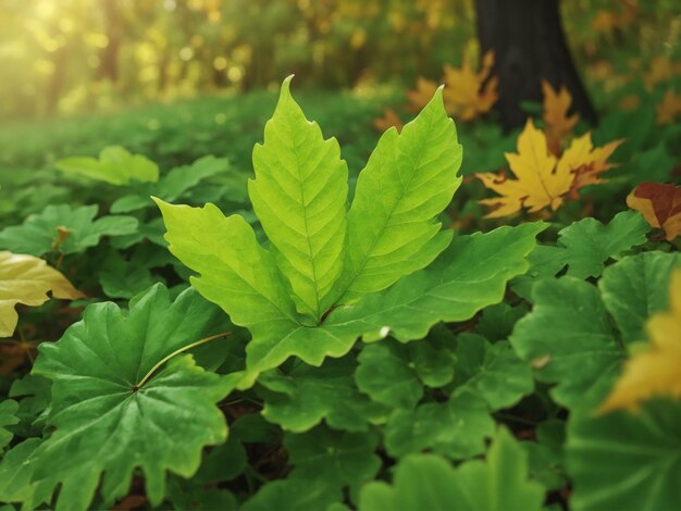 秋の葉の植物シーンの生成ai