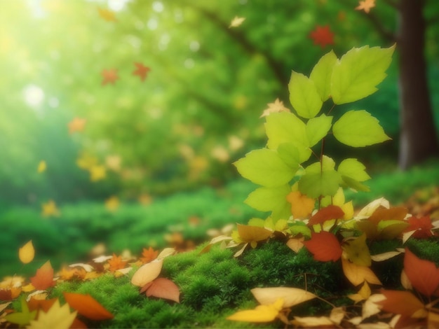 Autumn season leafs plant scene generative ai