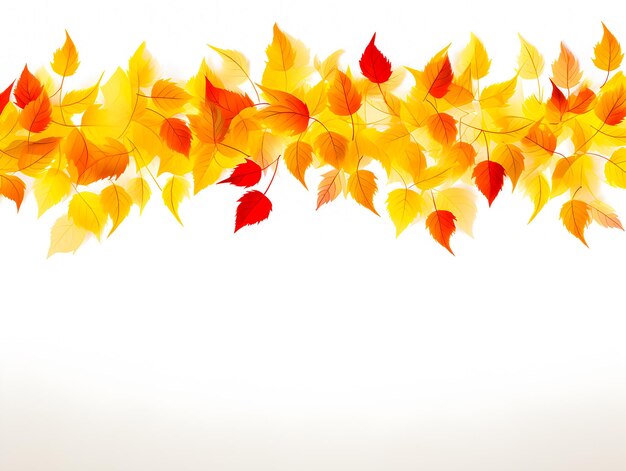 Photo autumn seasonal background colored leaves isolated on white background