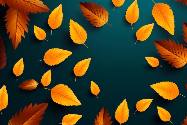 Autumn seasonal background frame with fall leaves