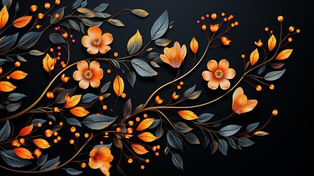 Autumn seasonal poster with autumn leaves and floral elements in autumn colors beautifully made