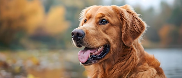 Autumn Serenade Portret van een Golden Retriever Concept Huisdieren Hondenfotografie Herfstkleuren Natuurportret Golden Reter