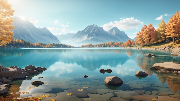 Autumn Serenity Mysterious Turquoise Mountain Lake Reflection