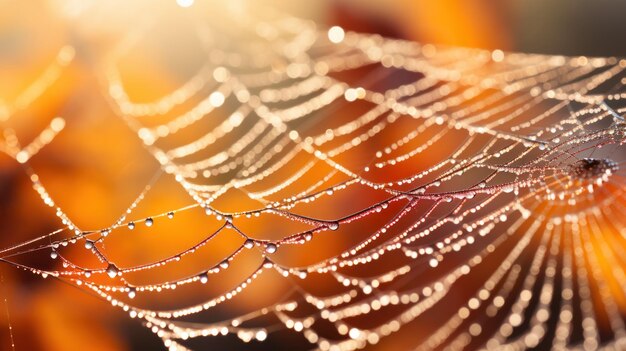 Autumn Spider Web Closeup AI Generated