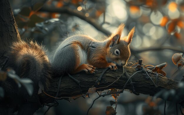 Autumn Squirrel on a Branch