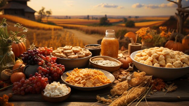 Photo autumn still life and autumnal leaves on wooden background