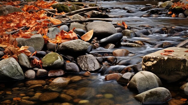 Photo autumn stream captivating nature photography with earth tone palette