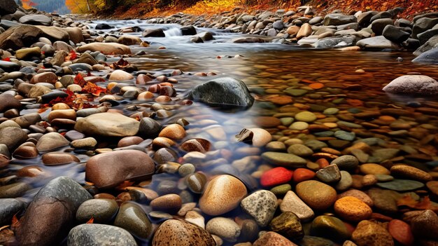 Autumn Stream Technicolor Droomlandschappen van rotsen en hout