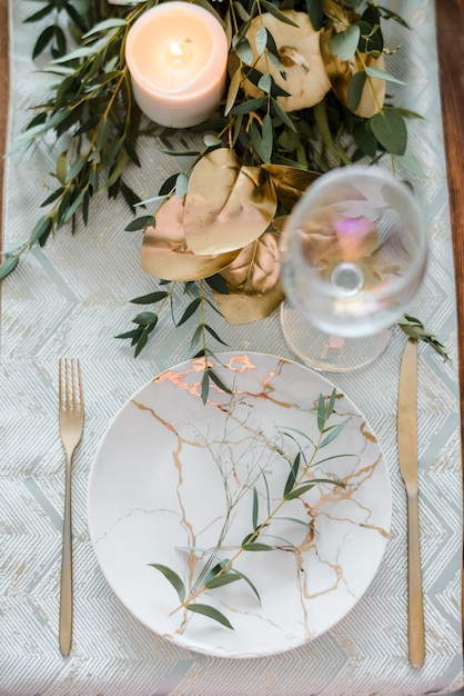 Autumn or summer festive table setting