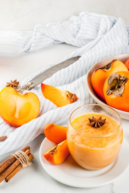 Autumn sweer persimmon fruit smoothie