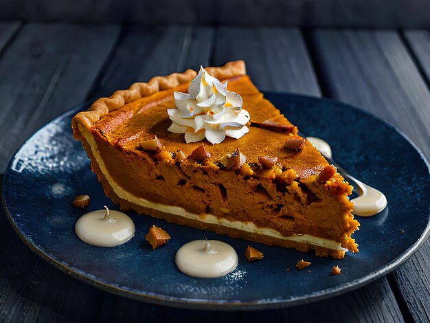 Photo autumn sweet homemade traditional festive pumpkin pie for thanksgiving harvest feast ready to eat