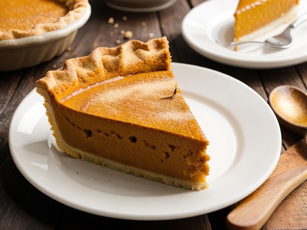 Photo autumn sweet homemade traditional festive pumpkin pie for thanksgiving harvest feast ready to eat