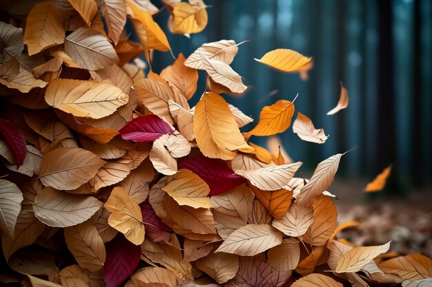 Autumn tapestry Colorful leaves create a vibrant seasonal ground