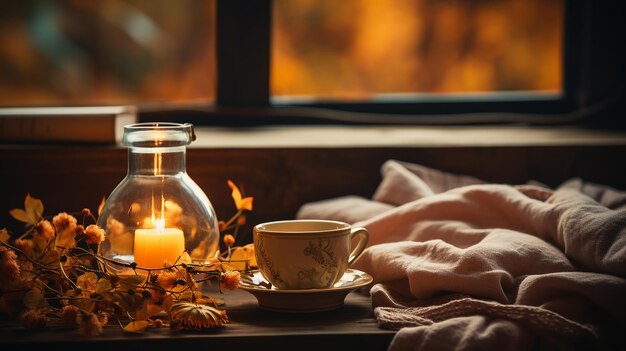 Photo autumn tea coziness