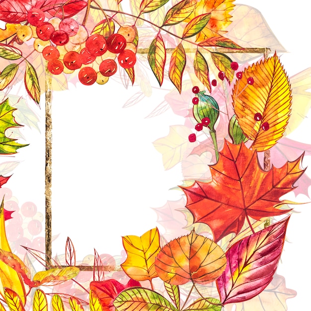 Autumn template background. Seasonal illustrations.watercolor illustration.