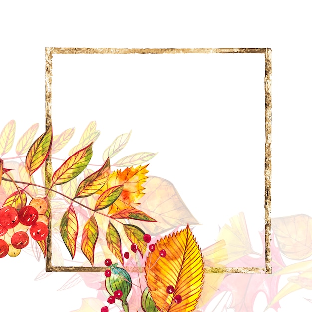 Autumn template background. Seasonal illustrations.watercolor illustration.