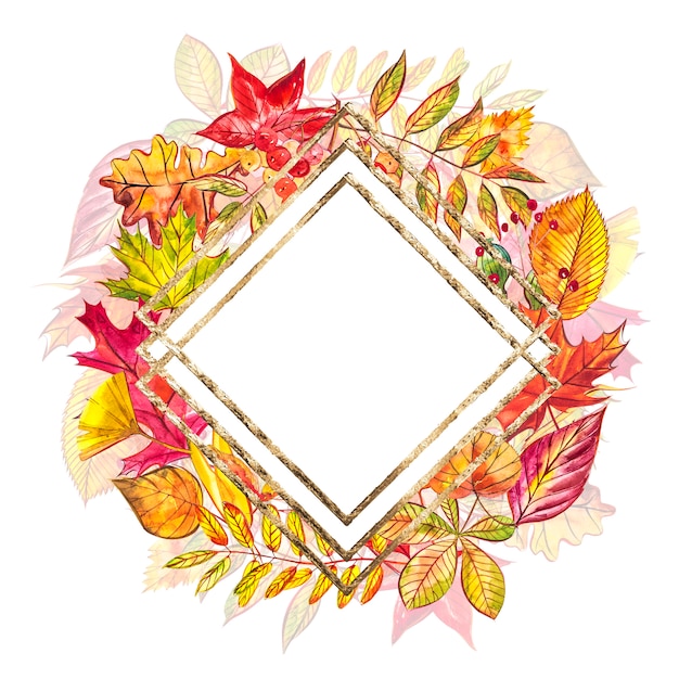 Autumn template background. Seasonal illustrations.watercolor illustration.